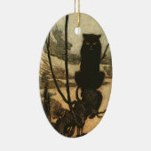 Scary Halloween Black Cat  Rackham Keramisch Ornament (Rechts)