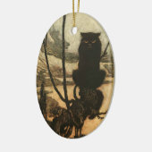 Scary Halloween Black Cat  Rackham Keramisch Ornament (Links)
