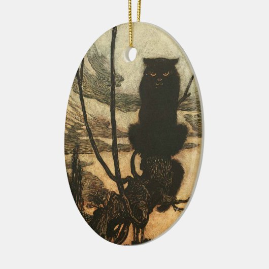 Scary Halloween Black Cat  Rackham Keramisch Ornament (Links)
