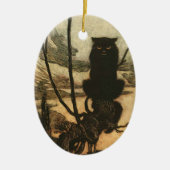 Scary Halloween Black Cat  Rackham Keramisch Ornament (Voorkant)
