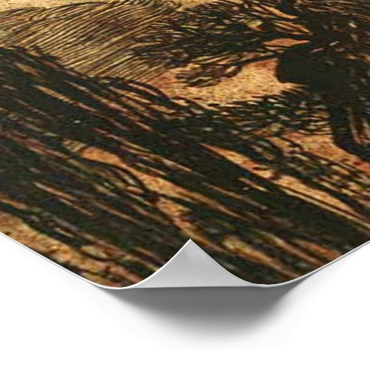 Scary Halloween Black Cat  Rackham Poster (Hoek)