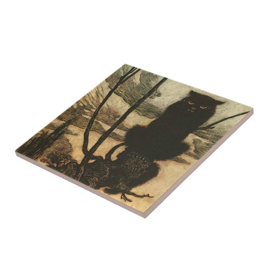 Scary Halloween Black Cat Rackham Tegeltje (Zijkant)