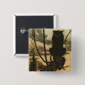 Scary Halloween Black Cat  Rackham Vierkante Button 5,1 Cm (Voorkant /achterkant)