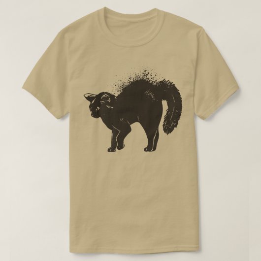 , Scary Halloween Black Cat T-shirt (Design voorkant)