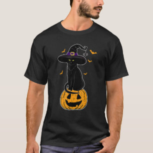 Scary Halloween Black Cat Witch Pet Cat OEigenaars T-shirt
