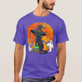 Scary Halloween Black Cat Witch Pet T-shirt