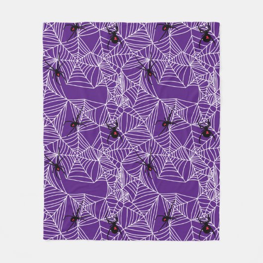 Scary Halloween Black Widow Spider Web Patroon Fleece Deken (Voorkant)