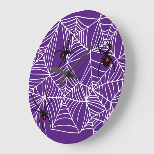 Scary Halloween Black Widow Spider Web Patroon Grote Klok (Hoek)
