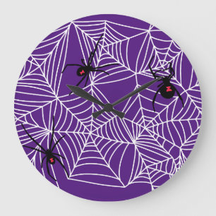 Scary Halloween Black Widow Spider Web Patroon Grote Klok