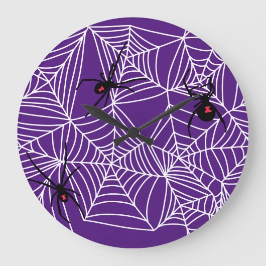 Scary Halloween Black Widow Spider Web Patroon Grote Klok (Voorkant)