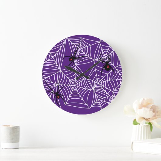 Scary Halloween Black Widow Spider Web Patroon Grote Klok (Huis)