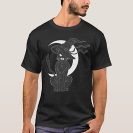 Scary Halloween Black Witch Cat T-shirt