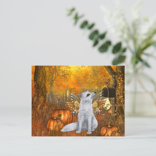 Scary Halloween Briefkaart met Fairy Fox (Staand voorkant)