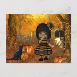 Scary Halloween Briefkaart met Little Girl