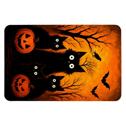 Scary Halloween Cats and Bats Design | Dark Horror Magneet (Horizontaal)