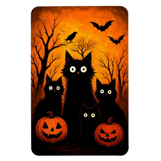 Scary Halloween Cats and Bats Design | Dark Horror Magneet (Verticaal)