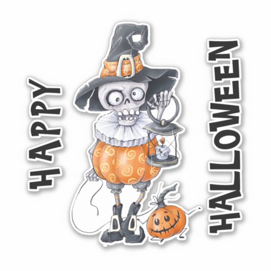 Scary Halloween Character met aangepaste tekst Sticker (Voorkant)