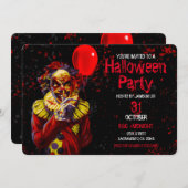 Scary Halloween Clown Costume Party Kaart (Voorkant / Achterkant)