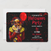 Scary Halloween Clown Costume Party Kaart (Voorkant)