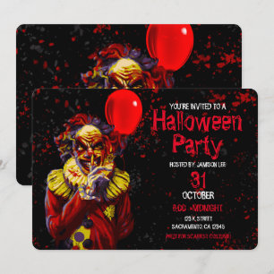 Scary Halloween Clown Costume Party Kaart