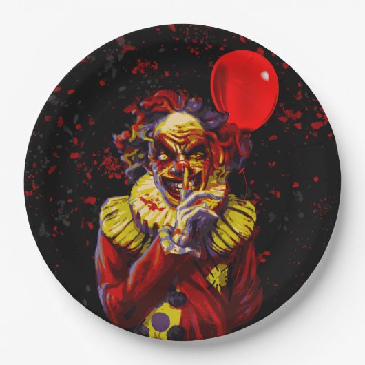 Scary Halloween Clown Costume Party Papieren Bordje (Voorkant)