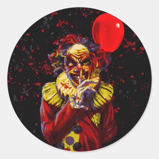 Scary Halloween Clown Costume Party Ronde Sticker (Voorkant)