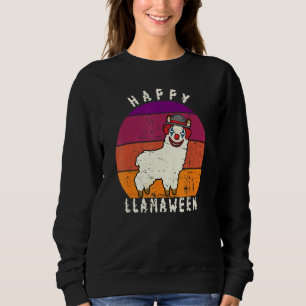 Scary Halloween Clown Llama Pun Happy Llamaween Trui
