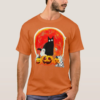  Scary Halloween Costume Black Cat Witch Ha T-shirt