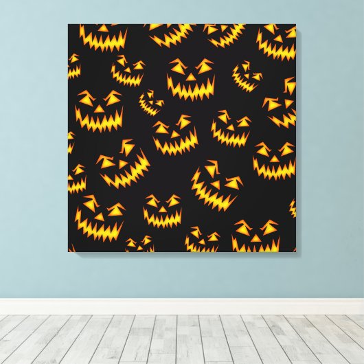 Scary Halloween Faces Canvas Afdruk (Insitu (Houten vloer))