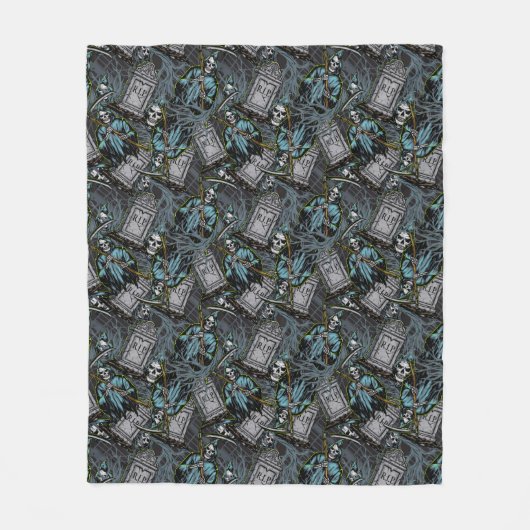 Scary Halloween Grim Reaper Grave Stones Pattern Fleece Deken (Voorkant)