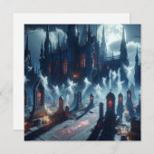 Scary Halloween Haunted Castle Cemetery Feestdagenkaart (Voorkant / Achterkant)