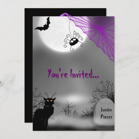 Scary Halloween Invitation Kaart (Voorkant / Achterkant)