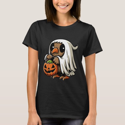 Scary Halloween Kiwi Bird Ghost Spooky Candy Bag 7 T-shirt (Voorkant)