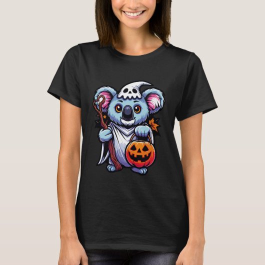 Scary Halloween Koala Ghost Spooky Candy Bag T-shirt (Voorkant)