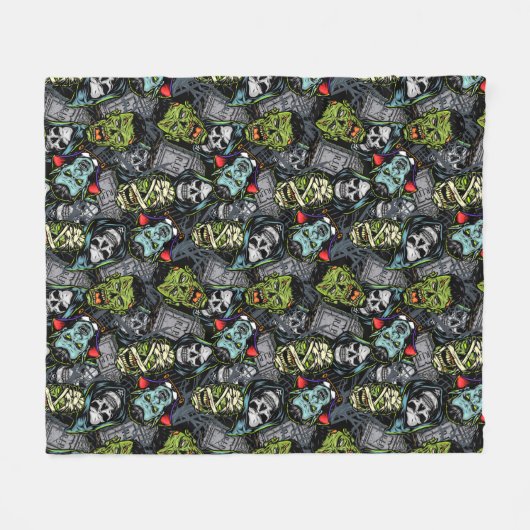 Scary Halloween Monsters Zombies Vampires Mummies Fleece Deken (Voorkant (Horizontaal))