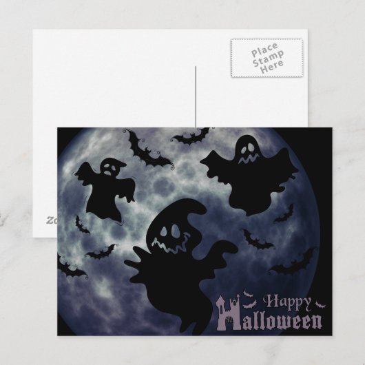 Scary Halloween Night with Ghosts Briefkaart (Voorkant / Achterkant)