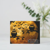 Scary Halloween Night with Owls Briefkaart (Staand voorkant)