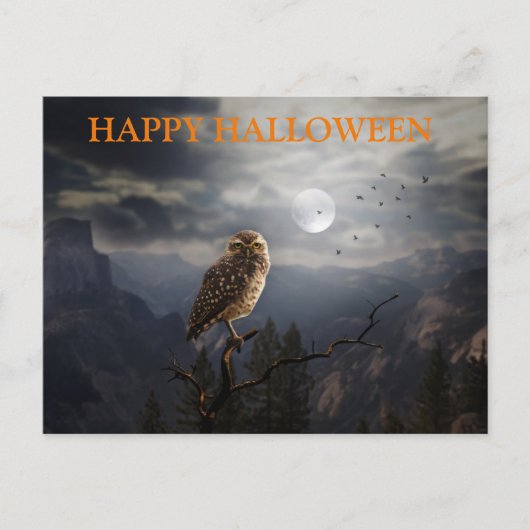 Scary Halloween Night with Owls Briefkaart (Voorkant)