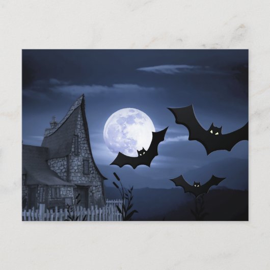 Scary Halloween Night with Raven Crow Postcard Briefkaart (Voorkant)