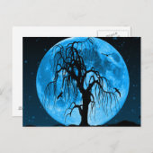 Scary Halloween Night with Raven Crow Postcard Briefkaart (Voorkant / Achterkant)