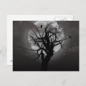 Scary Halloween Night with Raven Crow Postcard Briefkaart (Voorkant / Achterkant)