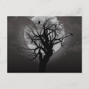 Scary Halloween Night with Raven Crow Postcard Briefkaart
