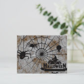 Scary Halloween Night with Spider Web Briefkaart (Staand voorkant)