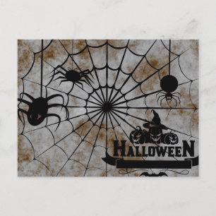 Scary Halloween Night with Spider Web Briefkaart