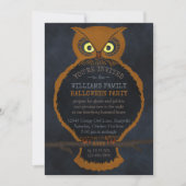 Scary Halloween Oranje Owl Haunted House Party Kaart (Voorkant)