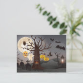 Scary Halloween Papercut Tree, Ghosts, vleermuizen Briefkaart (Staand voorkant)