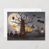 Scary Halloween Papercut Tree, Ghosts, vleermuizen Briefkaart (Voorkant / Achterkant)