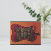 Scary Halloween Papercut Tree in Graveyard Briefkaart (Staand voorkant)