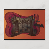 Scary Halloween Papercut Tree in Graveyard Briefkaart (Voorkant)