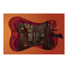 Scary Halloween Papercut Tree in Graveyard